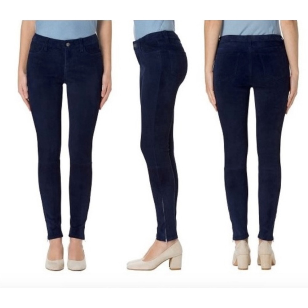 J Brand Blue Nubuck Suede Lamb Leather Skinny Pants Size 26